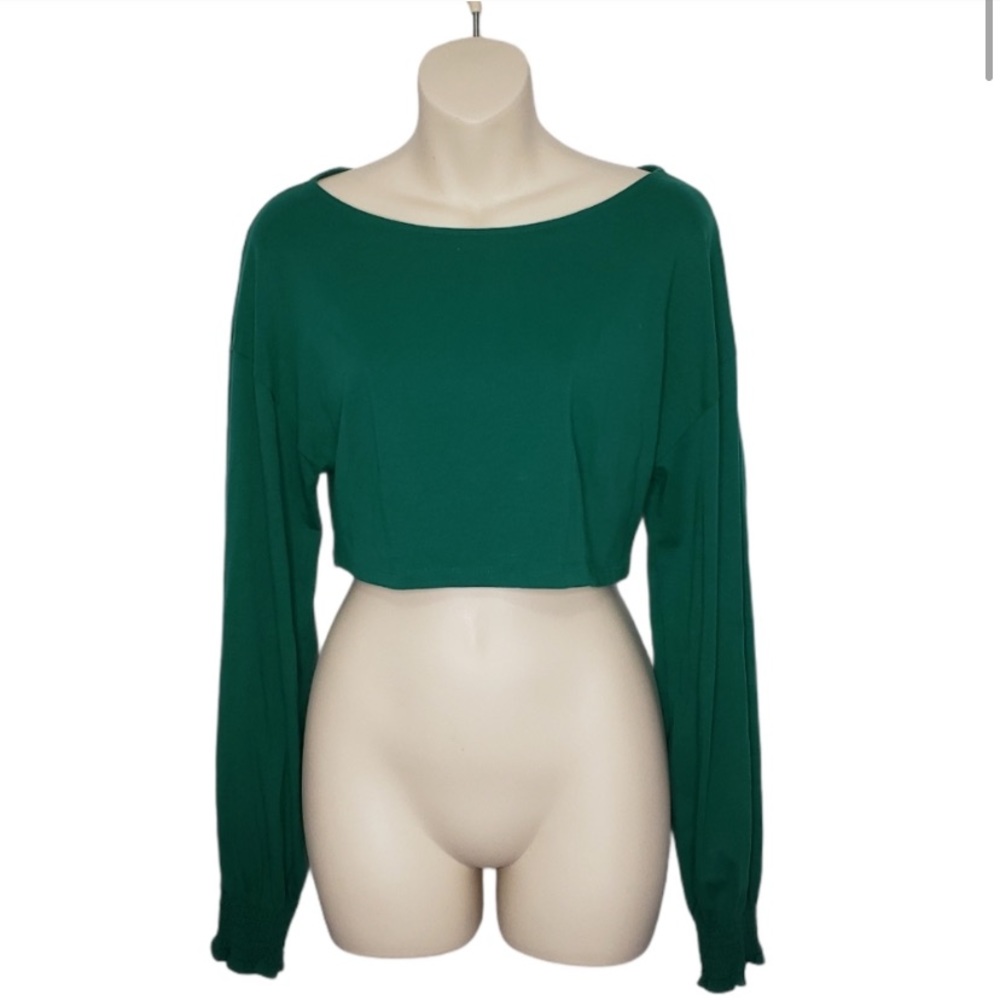 ARITZIA WILFRED green long sleeve crop top medium